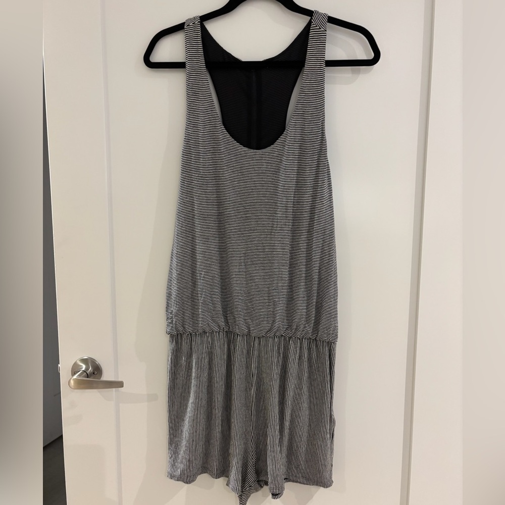 Alice + Olivia Black and White Striped Romper